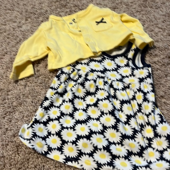 HB sunflower dress with cardigan size 0-3 months - Picture 1 of 3